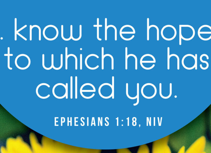 Floral background with the verse, Ephesians 1:18 written across it.