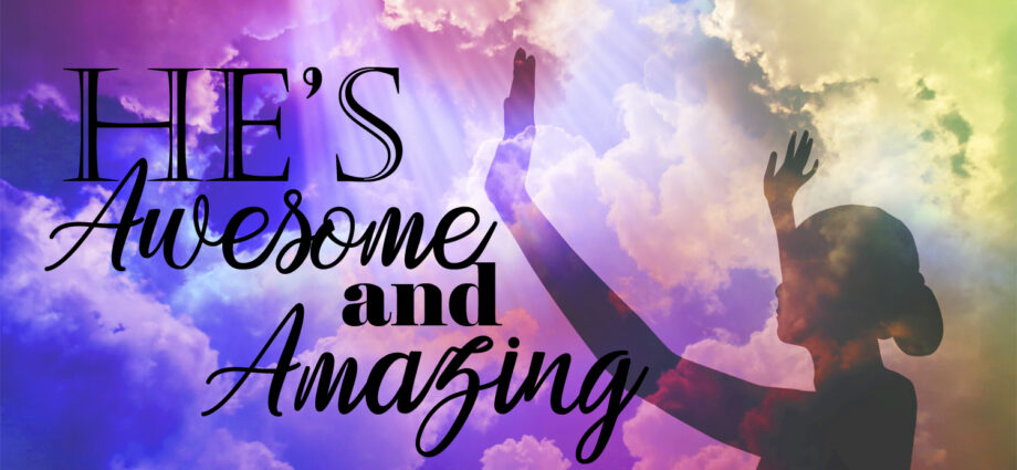 multicolored clouds with the silhouette of a woman giving praise to God.