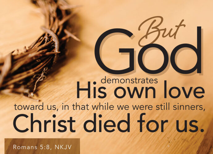 the crown of thrones with Romans 8:5 nkjv written.