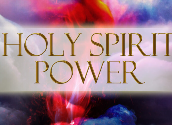 Beautiful abstract jewel color background with the words Holy Spirit Power written across it.