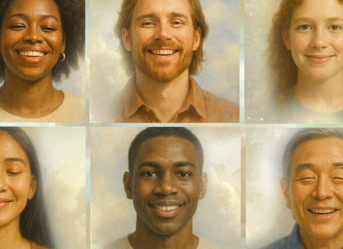 Ephesians 2:10 nlt, God's Masterpieces, heavenly background, diverse people